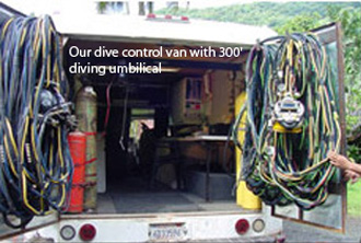 Our dive control van with 300' diving umbilical